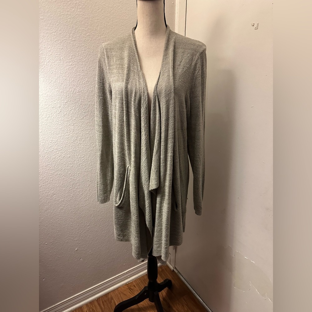 Seven7 Gray Draped Cardigan Sweater